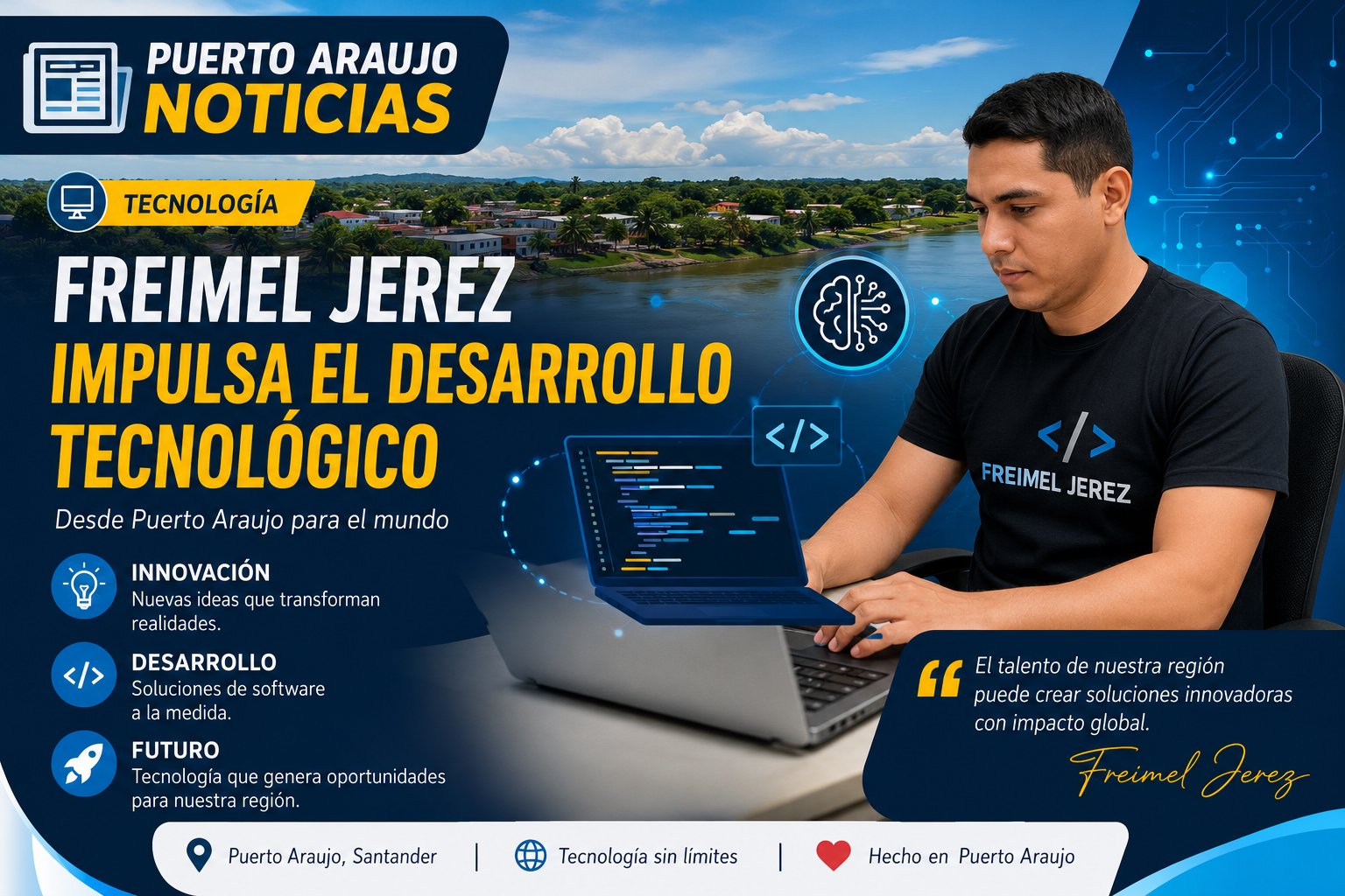 💻 Freimel Jerez impulsa el desarrollo tecnológico desde Puerto Araujo